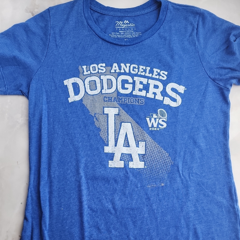 Majestic Blue Dodgers Champions Kids Tee